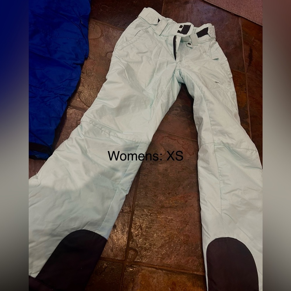 Women’s XS snow pants. Light aqua color
